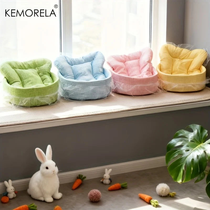 1PCS Fluffy Bunny Princess Nest Soft Plush Bed with Lace Edges Cozy Rabbit Bedding for Small Pets Hamsters Guinea Pigs