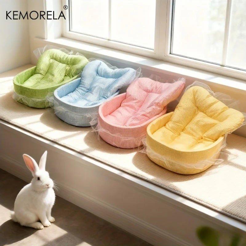 1PCS Fluffy Bunny Princess Nest Soft Plush Bed with Lace Edges Cozy Rabbit Bedding for Small Pets Hamsters Guinea Pigs