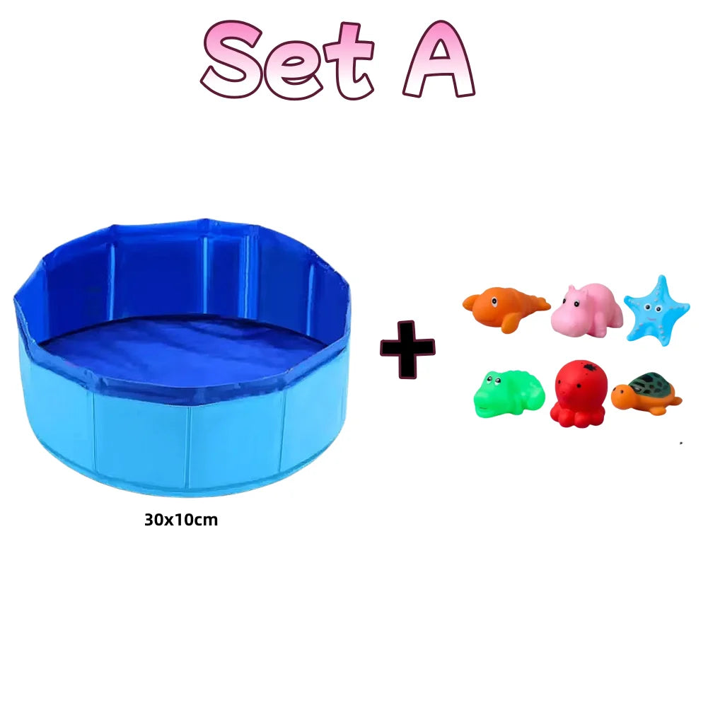 Foldable Pet Cat Water Pool Toy, Dog and Cat Water Play Bathtub, Summer Cooling Pet Cleaning Basin, Cat Litter Box Set Supplies