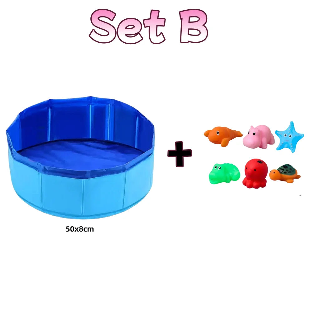 Foldable Pet Cat Water Pool Toy, Dog and Cat Water Play Bathtub, Summer Cooling Pet Cleaning Basin, Cat Litter Box Set Supplies