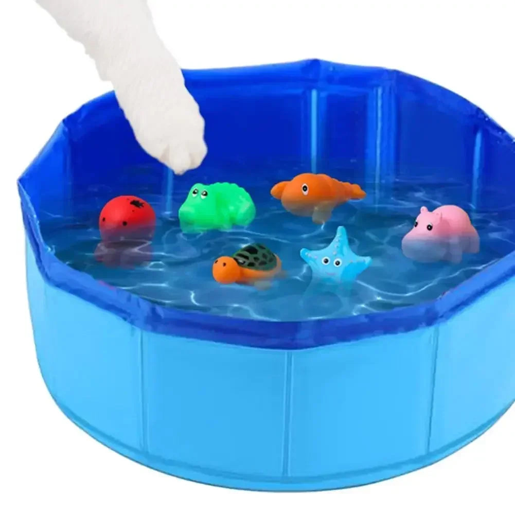 Foldable Pet Cat Water Pool Toy, Dog and Cat Water Play Bathtub, Summer Cooling Pet Cleaning Basin, Cat Litter Box Set Supplies