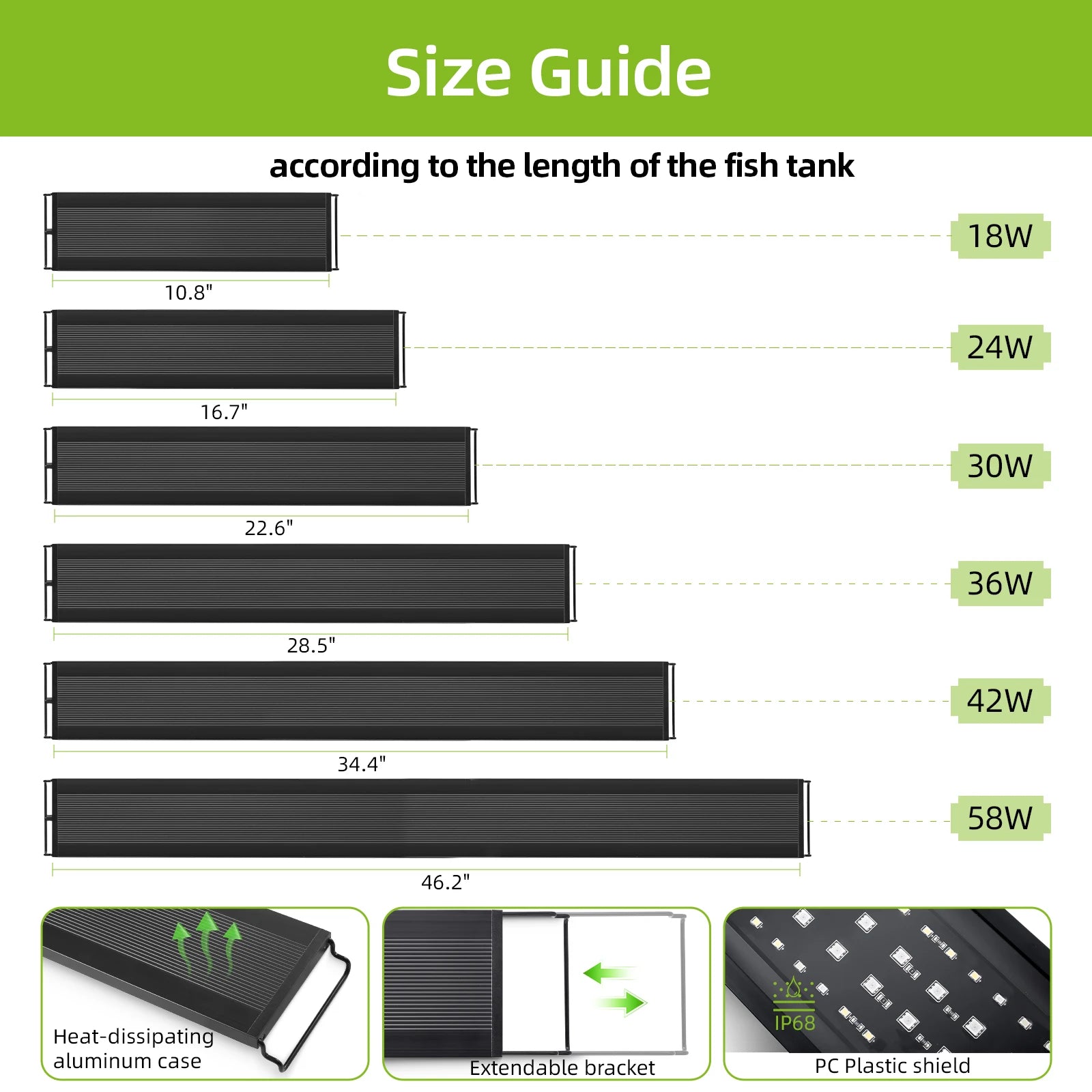 30-60cm Aquarium Full Spectrum with Remote Control LED Light Fish Tank DIY Color Brightness Weather Mode Plant Grow Light IP68