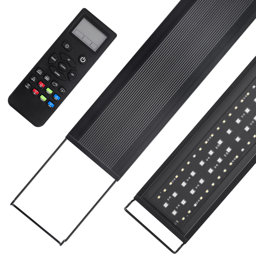 30-60cm Aquarium Full Spectrum with Remote Control LED Light Fish Tank DIY Color Brightness Weather Mode Plant Grow Light IP68